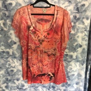 Live and Let Live Orange and Black Tunic